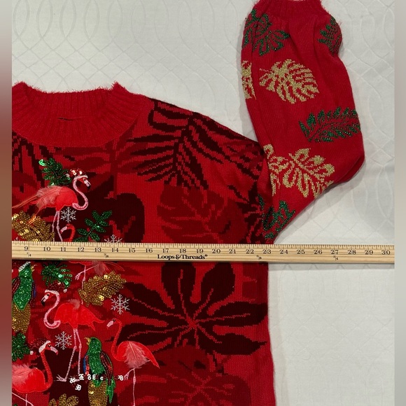 Women’s Red 33 Degress Flamingo Christmas Sweater Size Large - Picture 6 of 10
